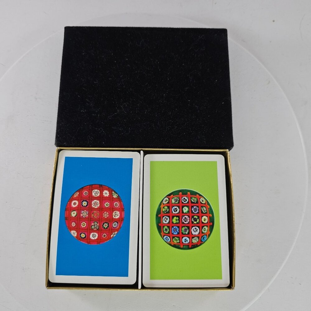 Gemaco Paperweight Motif Playing Cards Set In Box Millefiori